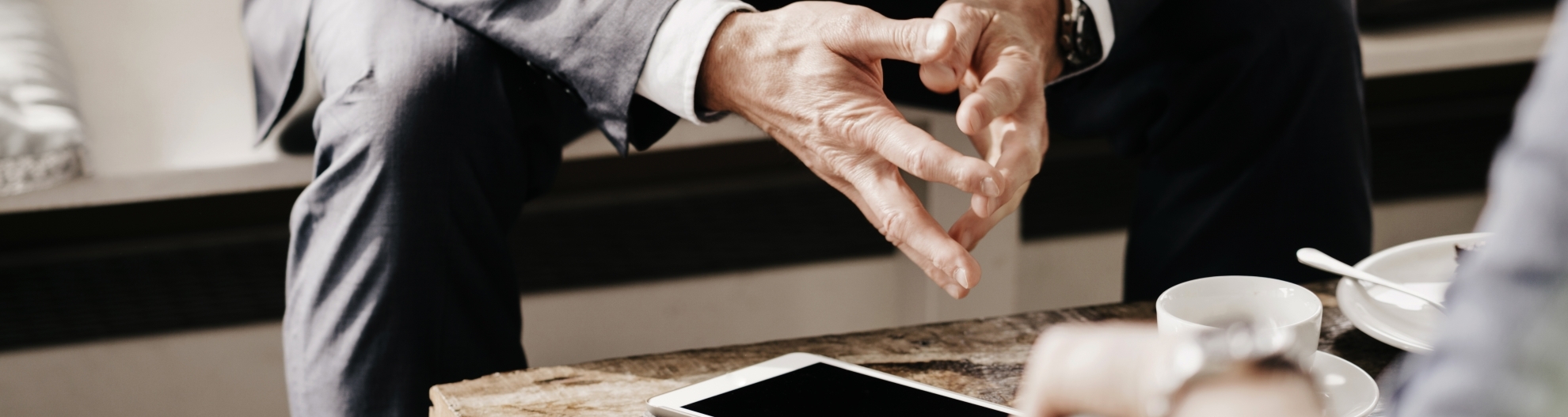 two people meeting - closeup of hands